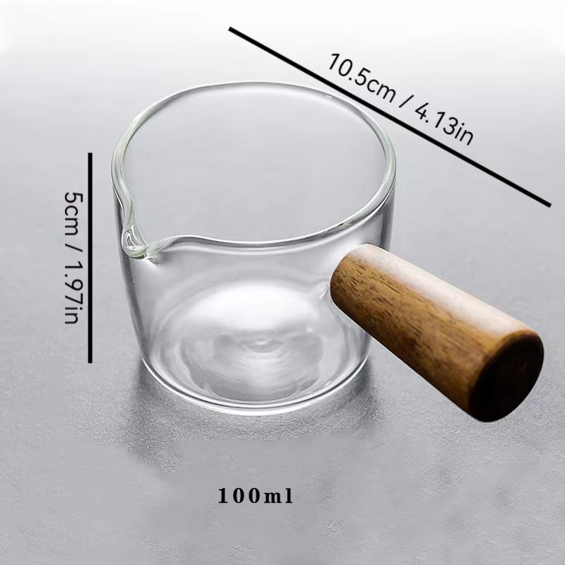 Premium 75ml Glass Espresso Measuring Cup – Double/Single Spout Milk Jug with Handle