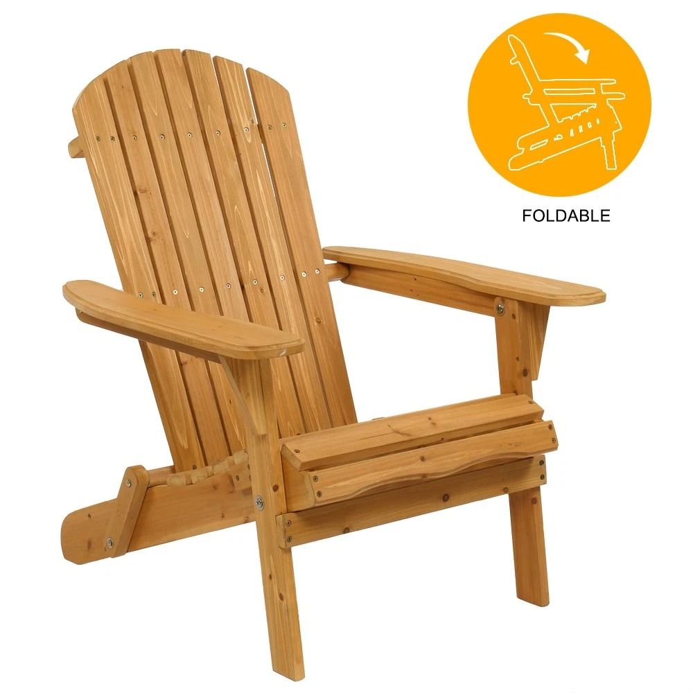 Adirondack Chair Patio Furniture, Foldable Fir Wood Lounge Seat