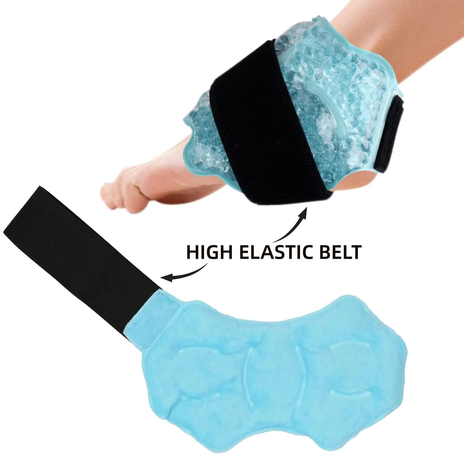 Reusable Ankle and Foot Ice Compress Wrap with Gel Beads