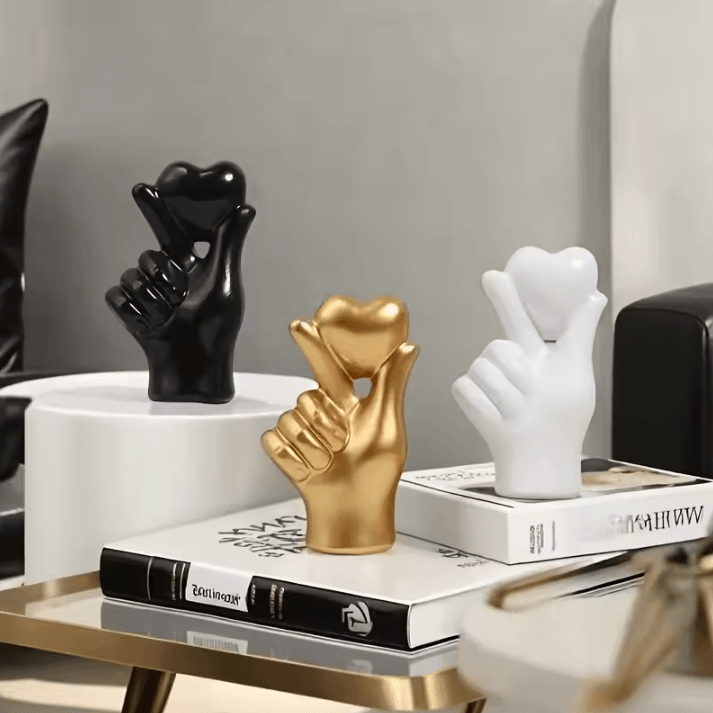 1 pcs Hand Gesture Figurine Modern Minimalist Resin Home Decor, Living Room Ornament and Valentines Day Ambience Gift