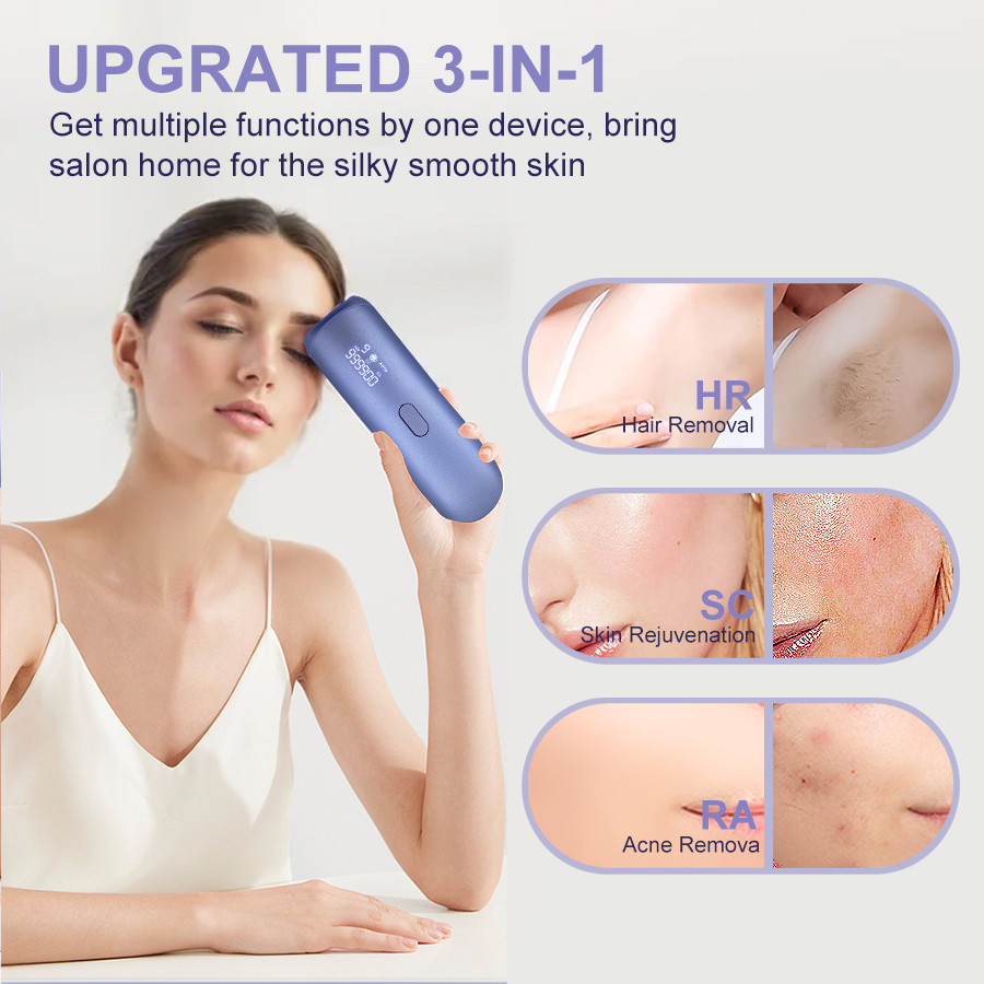 3-in-1 IPL Hair Removal & Skin Rejuvenation Device, Hair, Acne & Cooling Therapy