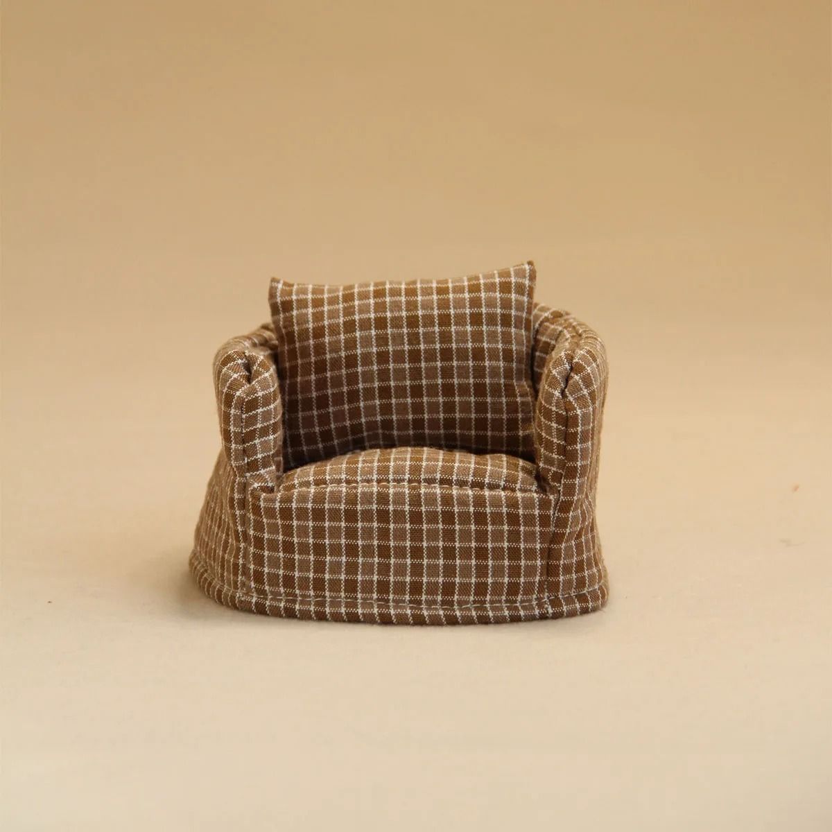 Dollhouse Miniature Sofa 1 12 Scale Plaid Wooden Mini Furniture for Dollhouse Decor