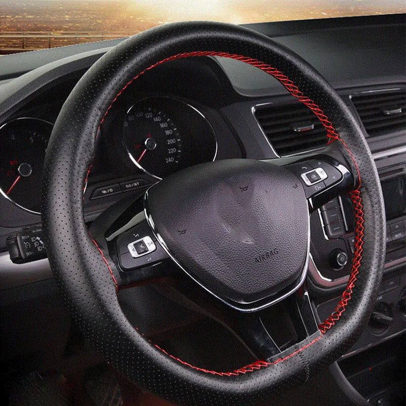 DIY Car Steering Wheel Cover Kit in Artificial Leather With Needle & Braid Thread