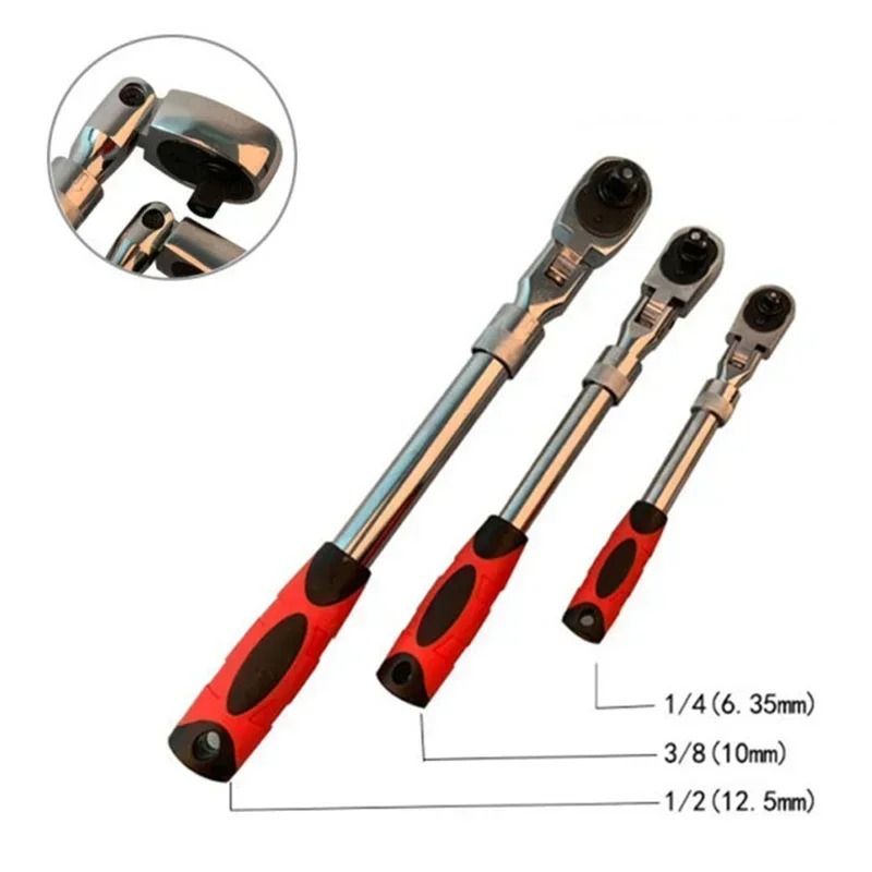 72 Tooth Carbon Steel Retractable Ratchet Wrench with Quick Release