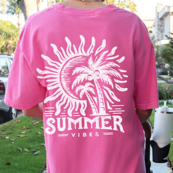 Summer Vibes Shirt, Trendy Summer Shirt, Front and Back Design, Retro Summer Shirt, Summer Vacation tshirt,