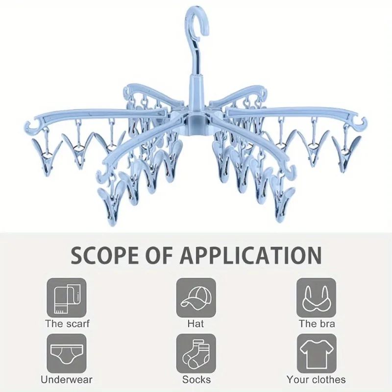 Folding Sock Drying Rack with 24 Clips