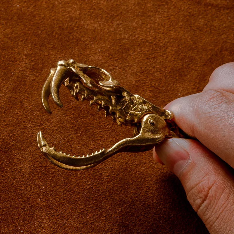 Vintage Copper Snake Keychain Pendant Retro Tail Charm Accessory