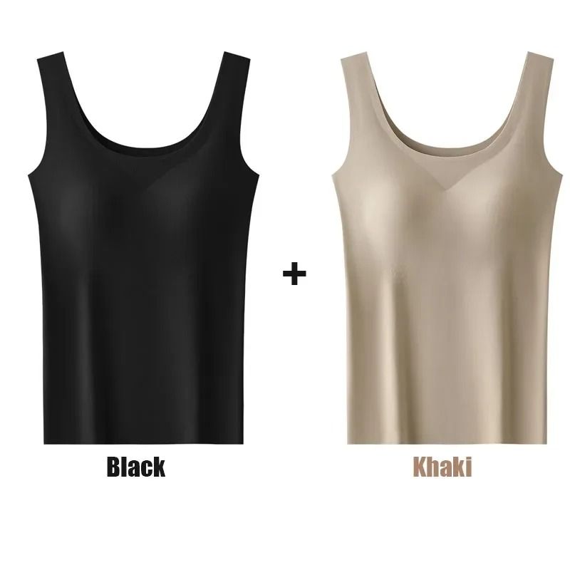 Womens Seamless Tank Top With Chest Pad 2 Pack