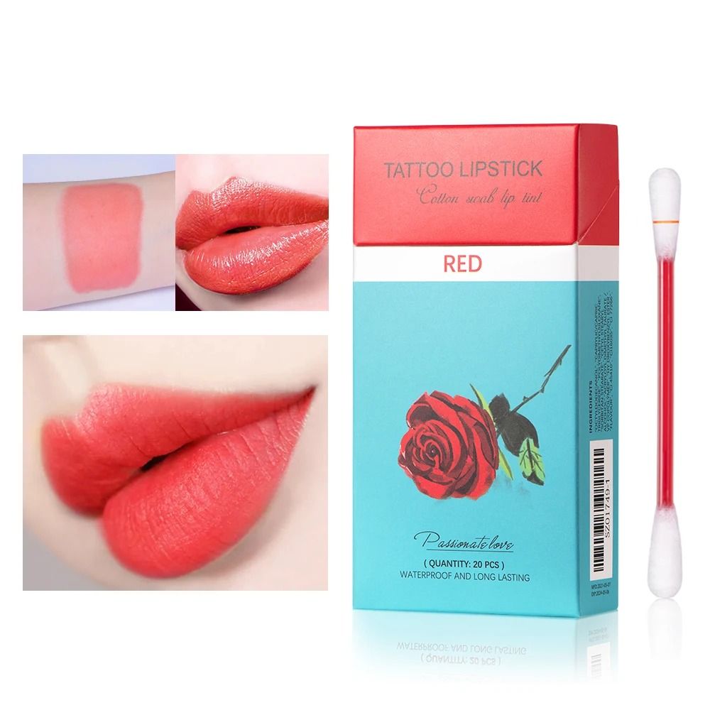20 pcs Long Lasting Waterproof Lip Stain Cotton Swab Set