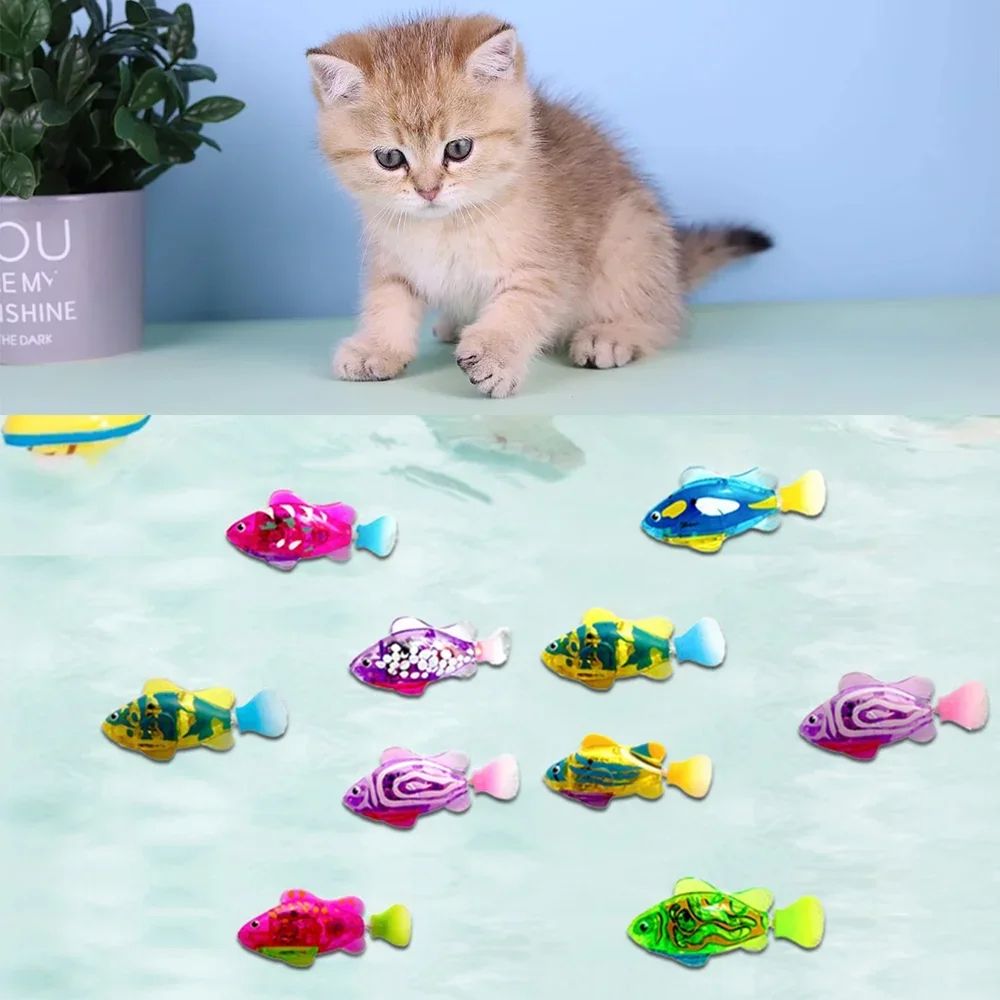 LED Interactive Swimming Robot Fish Cat Toy – Glowing Electric Fish for Hunting & Play Stimulation