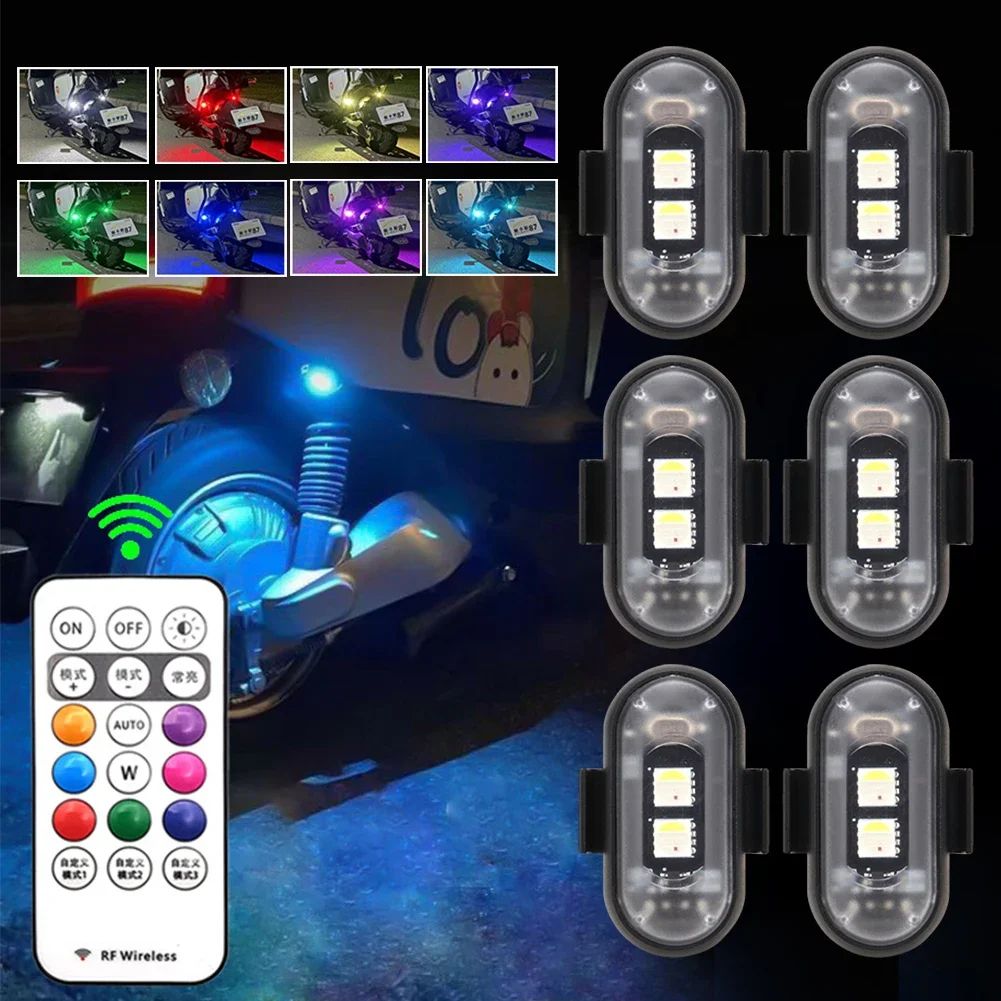 RGB LED Strobe Warning Lights – Wireless 8-Color Safety Lights for Car & Motorcycle