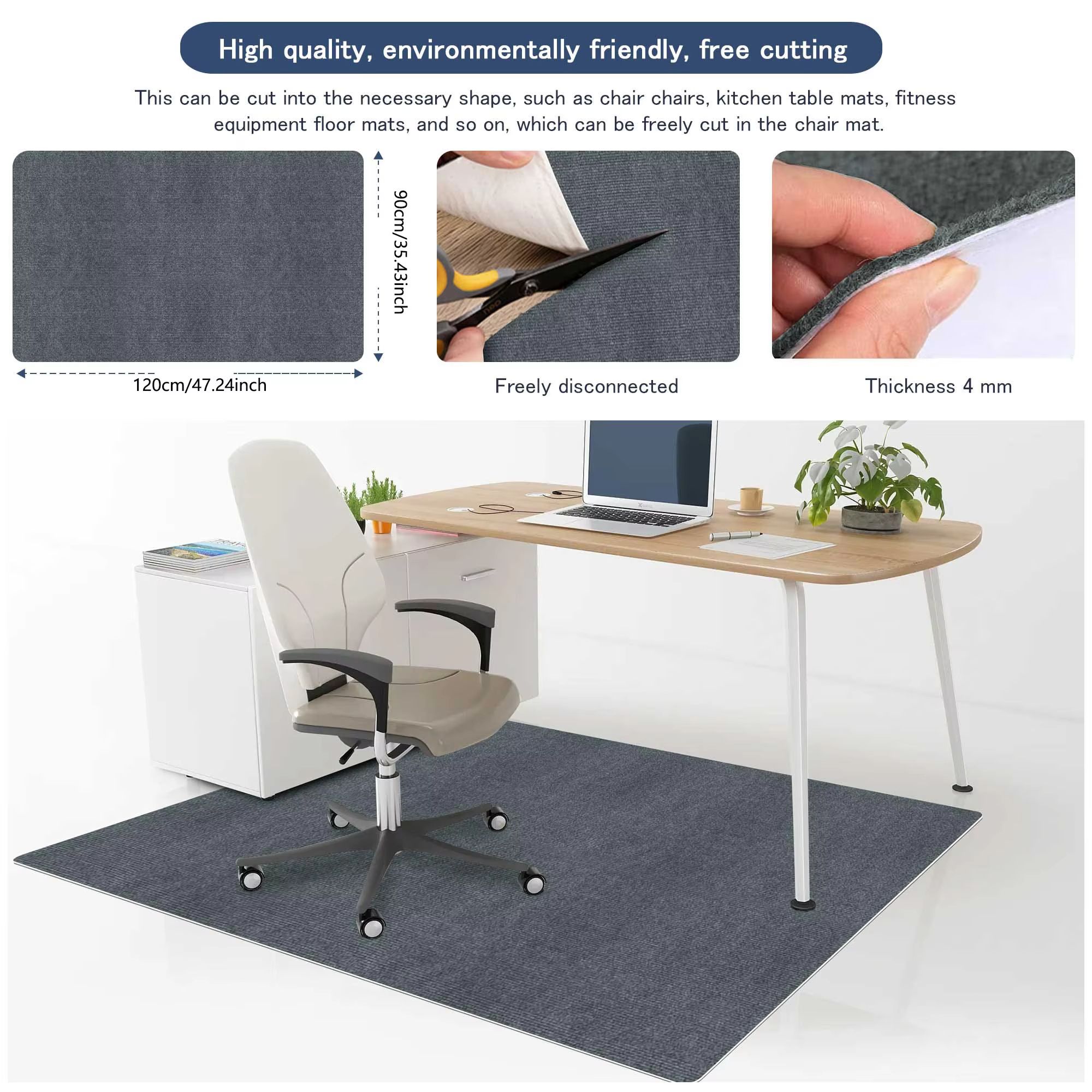 Keilymat 35.43x47.24in Office Chair Mat – Hardwood Floor Protector for Gaming & Work