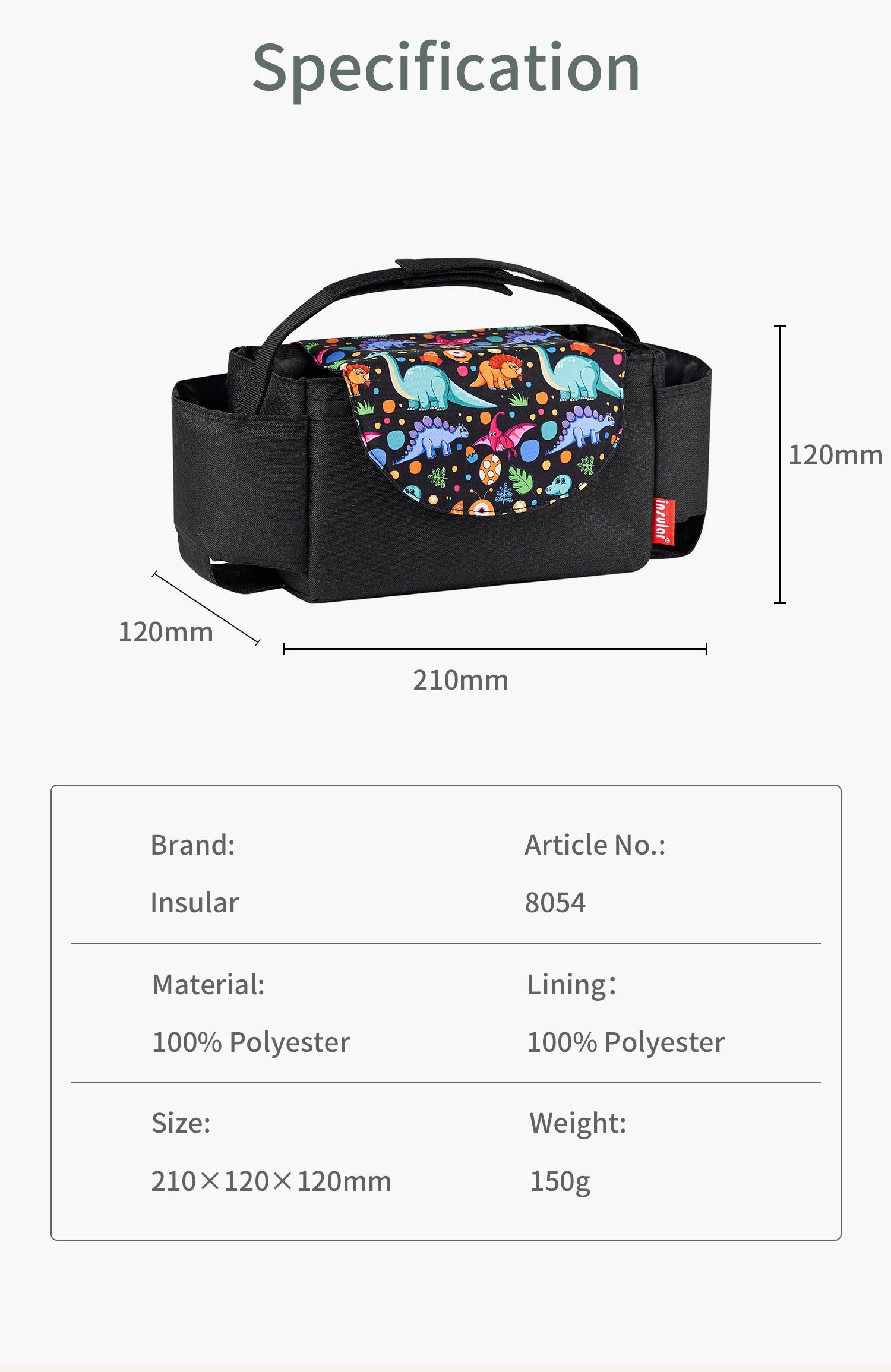 Insulated Baby Bottle Bag Diaper Organizer with Stroller Storage