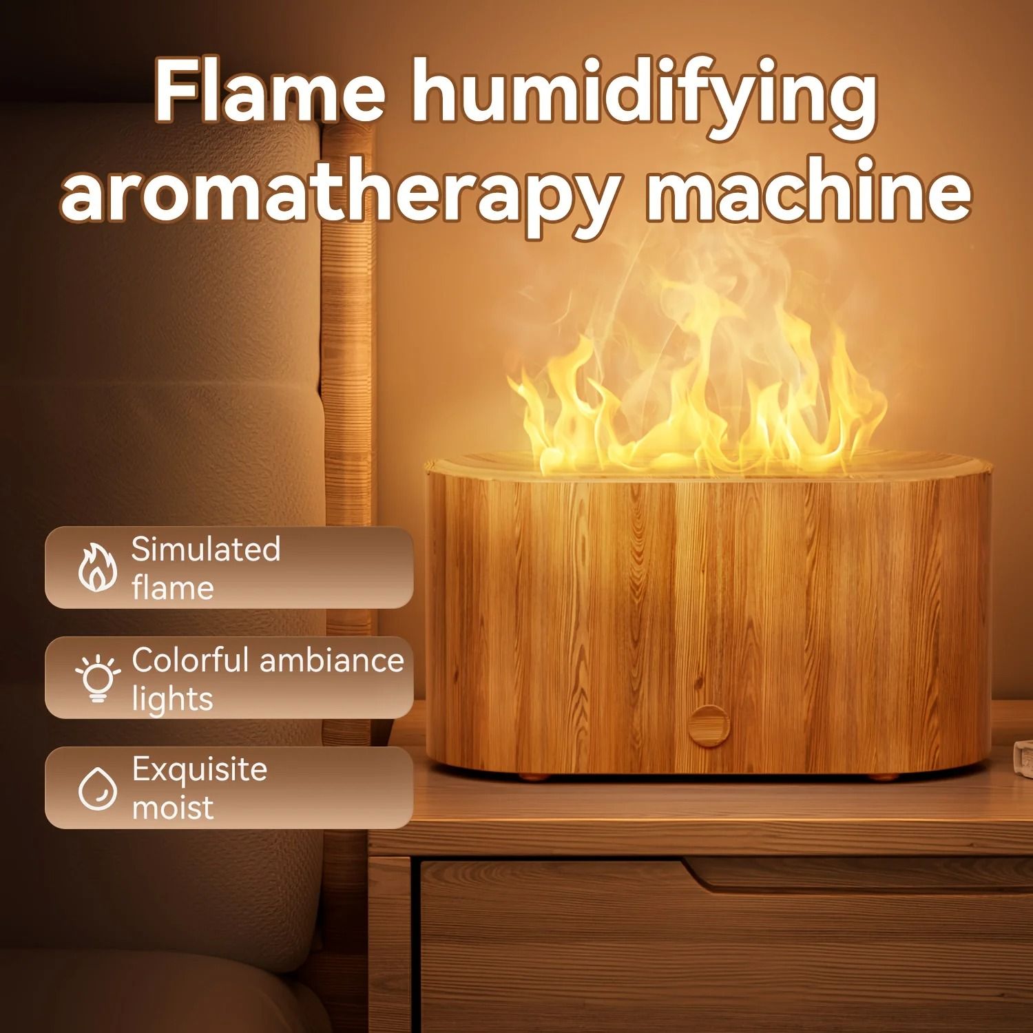 Mini Flame Aromatherapy Diffuser with Timer and Color Light