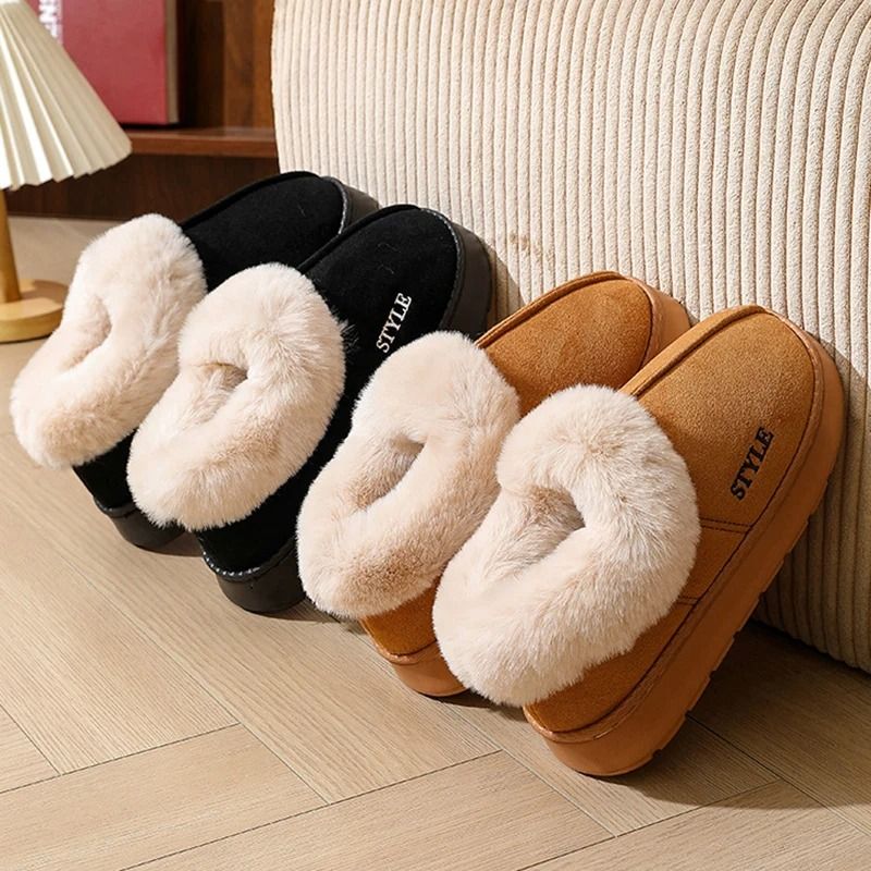 Anti Slip Plush Platform Winter Boots Warm Faux Suede Cotton Padded