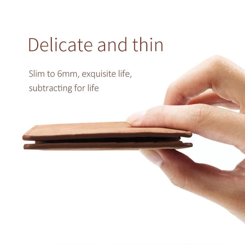 Vintage Slim Leather Wallet with Zipper Coin Pocket for Men