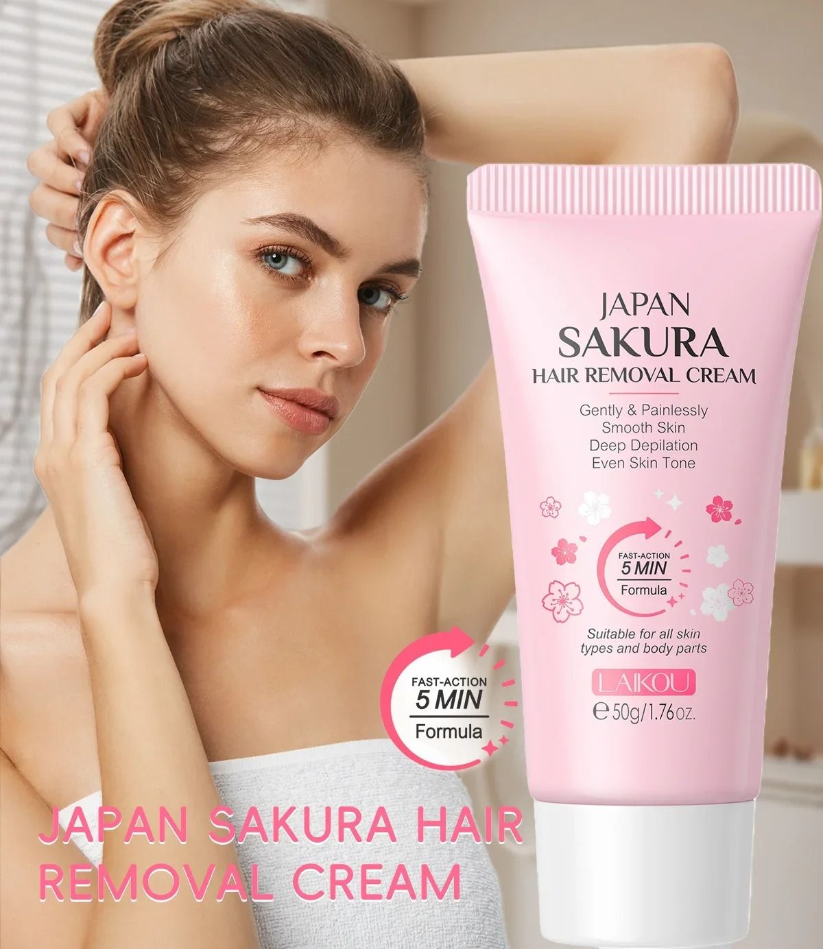 LAIKOU Hair Removal Cream for Intimate Areas Painless Hair Remover Growth Inhibitor 50g