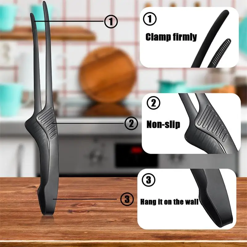 Multi-functional Barbecue Metal Tongs Clamp, Anti-slip Food Clips
