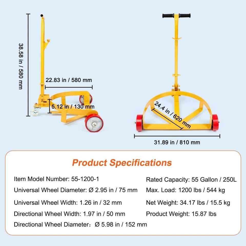 Heavy Duty Drum Dolly Cart with Wheels