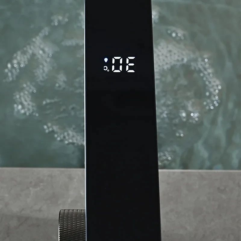 Digital Display Bathroom Faucet LED Brass Deck Mounted Hot and Cold Sink Mixer Tap