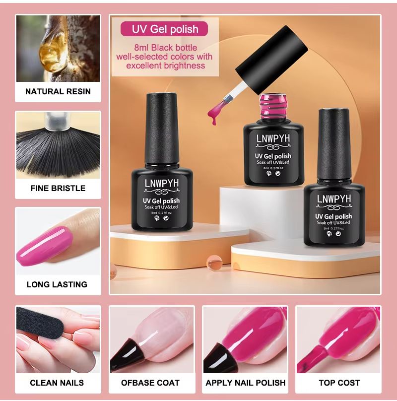 Gel Nail Polish Kit with UV Nail Lamp & Electric Drill – Complete Soak Off Gel Nail Kit with Base & Top Coat