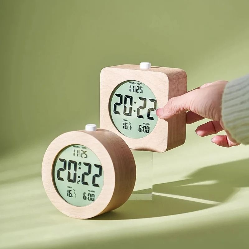 Wooden Alarm Clock – Multifunctional Electronic Desktop Display