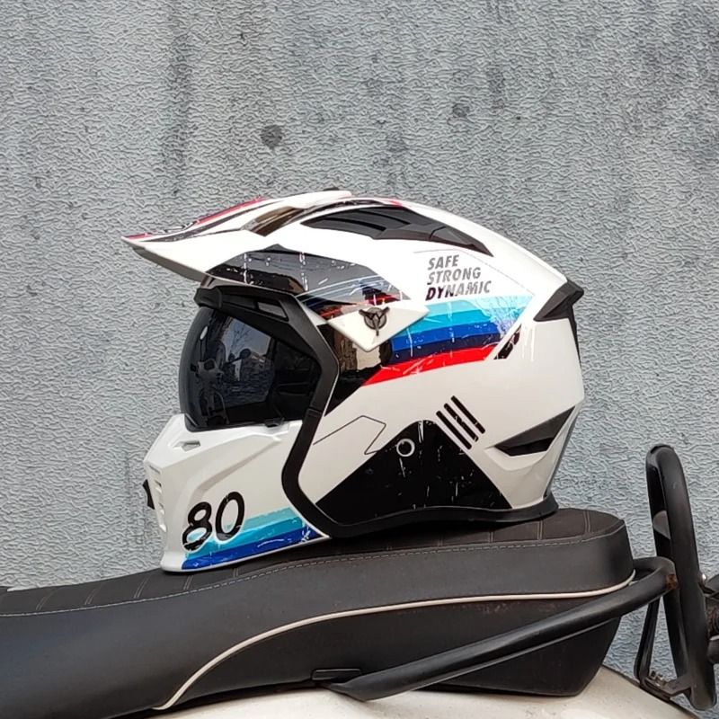ORZ Motorcycle Helmet Vintage Warrior Combination Full Half Helmet