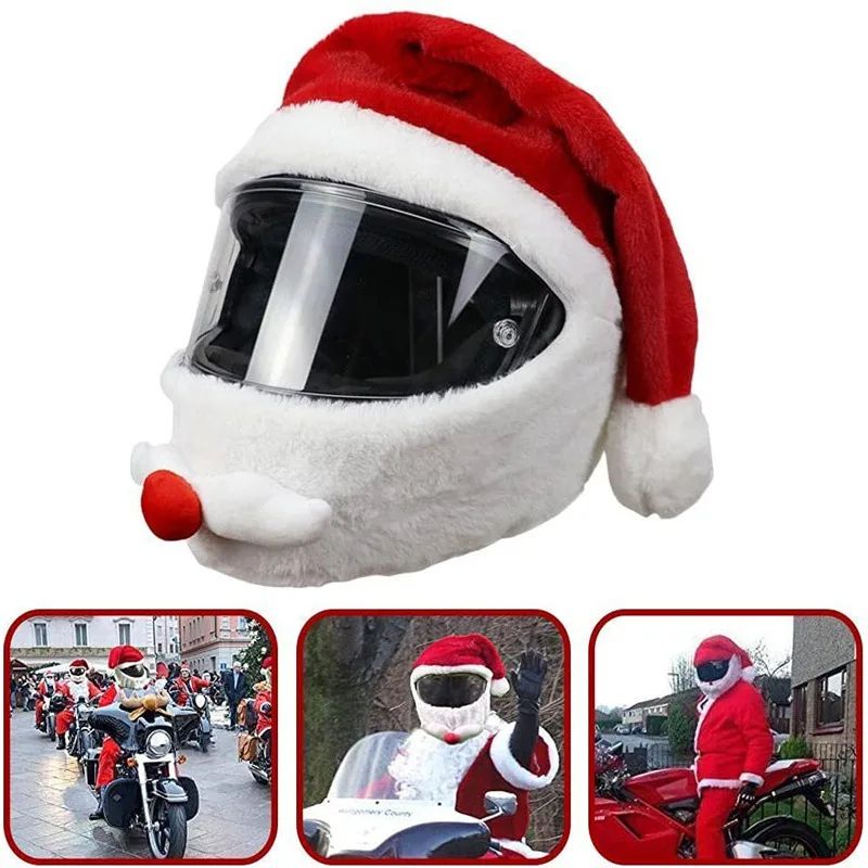 Festive Santa Claus Motorcycle Helmet Cover for Bikes & Scooters