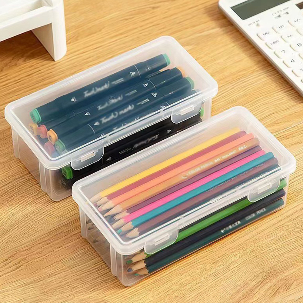 Pencil Case Box for Students, Transparent Plastic Pencil Box, Storage Case for Pencil Sundries