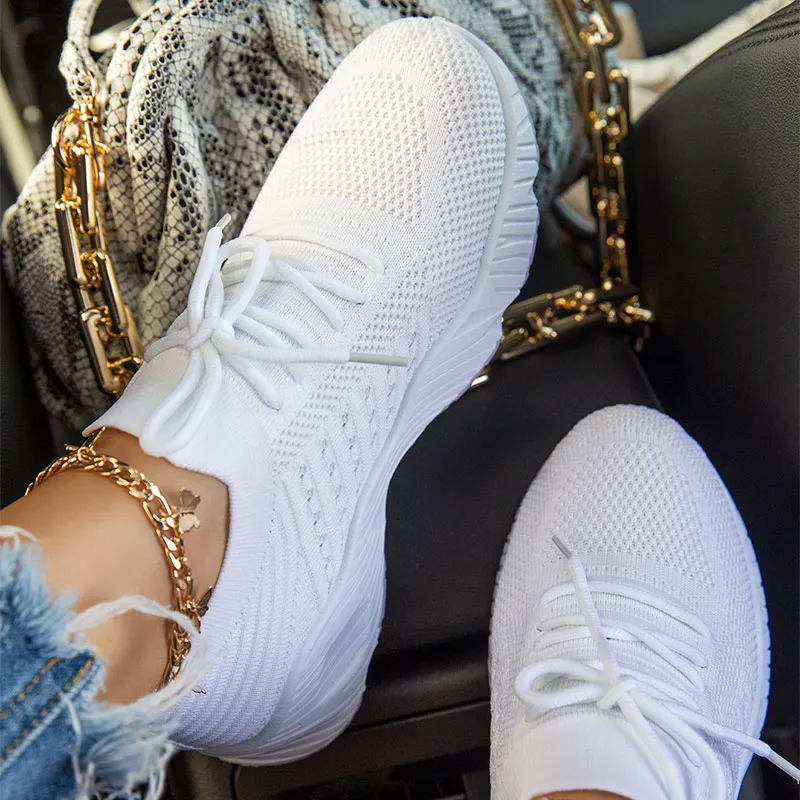 Breathable Women Sneakers Casual, Lace Up Flats, Summer Female Vulcanized Running Shoes, Stylish Sports Shoes for Women