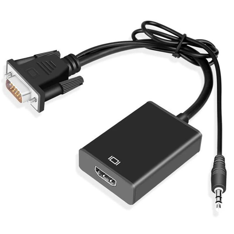 Universal VGA to HDMI Active Converter Cable with Audio – 8-Inch Adapter