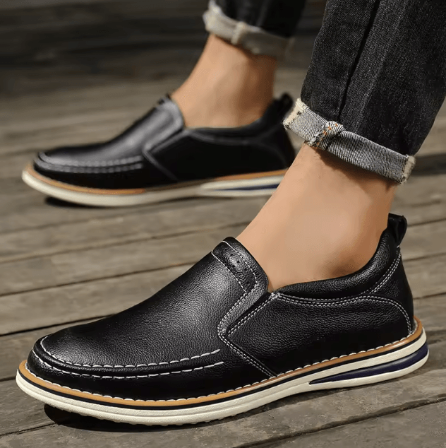Genuine Leather Mens Casual Shoes Breathable Comfortable Driving and Outdoor Loafers