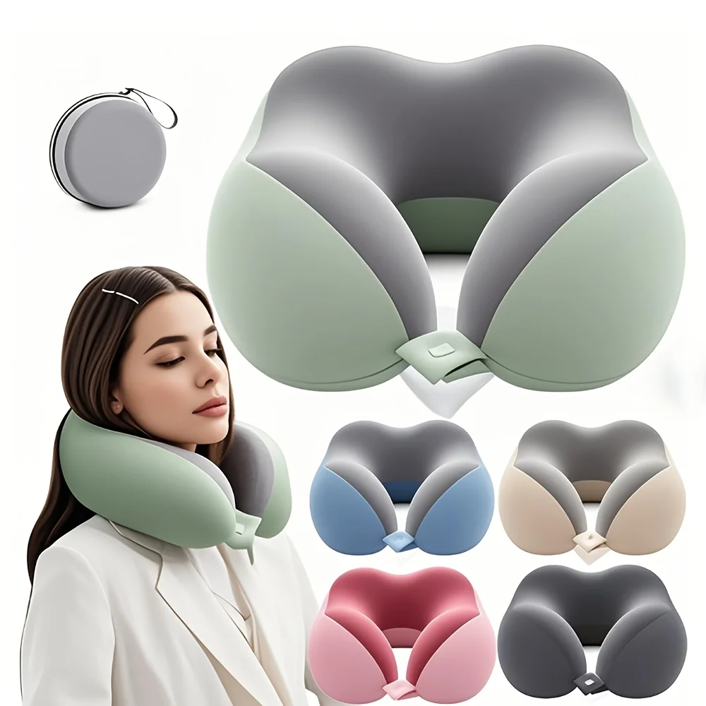 Comfortable U Shaped Neck Pillow with Storage Bag Ideal for Travel, Napping, and Office Use