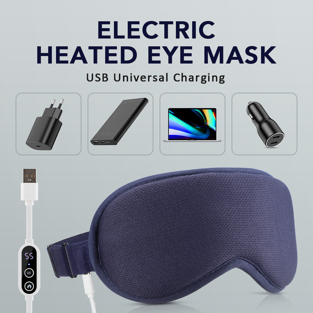 3D Hot Compress Electric Steam Eye Mask, Level Constant Temperature, Smart Timing Sleep Shading Massage Eye Mask Relief