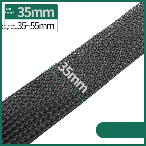 Black PET Braided Cable Sleeving Expandable Wire Protection Sleeve 4 to 25mm 1 yo 50m