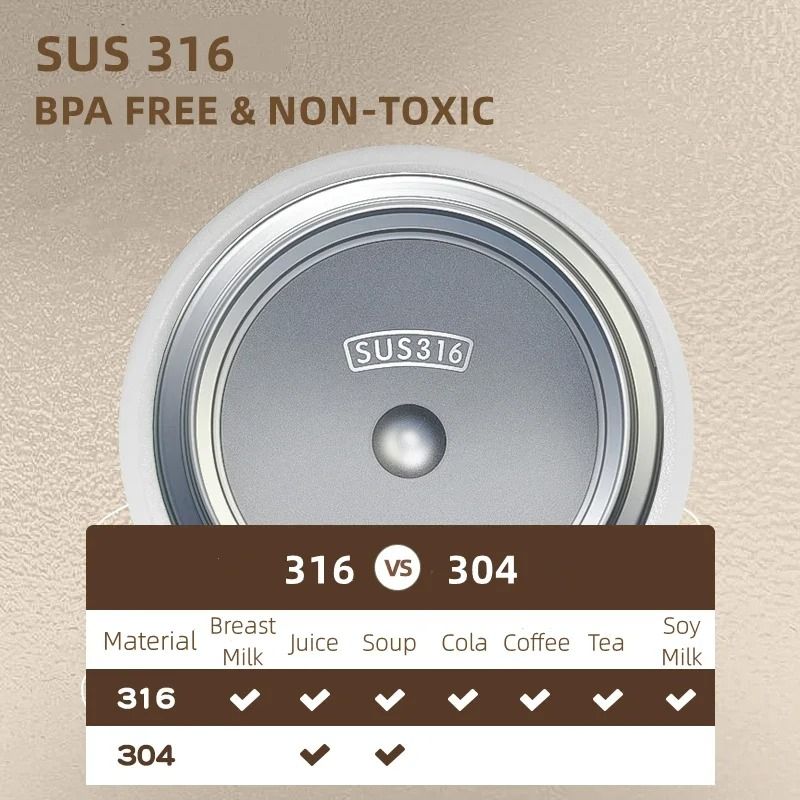316 Food Thermos Jar Vacuum Insulated Stainless Steel Lunch Container With Spoon and Carry Bag