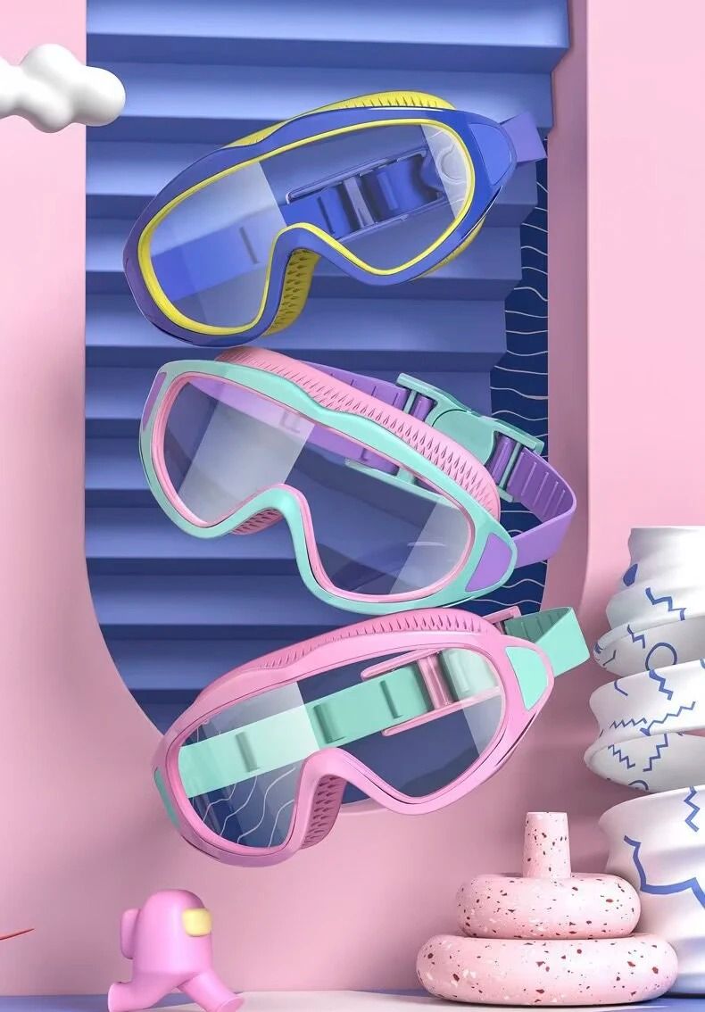 Kids Swimming Goggles Anti Fog UV Protection Wide View Waterproof Pool Glasses
