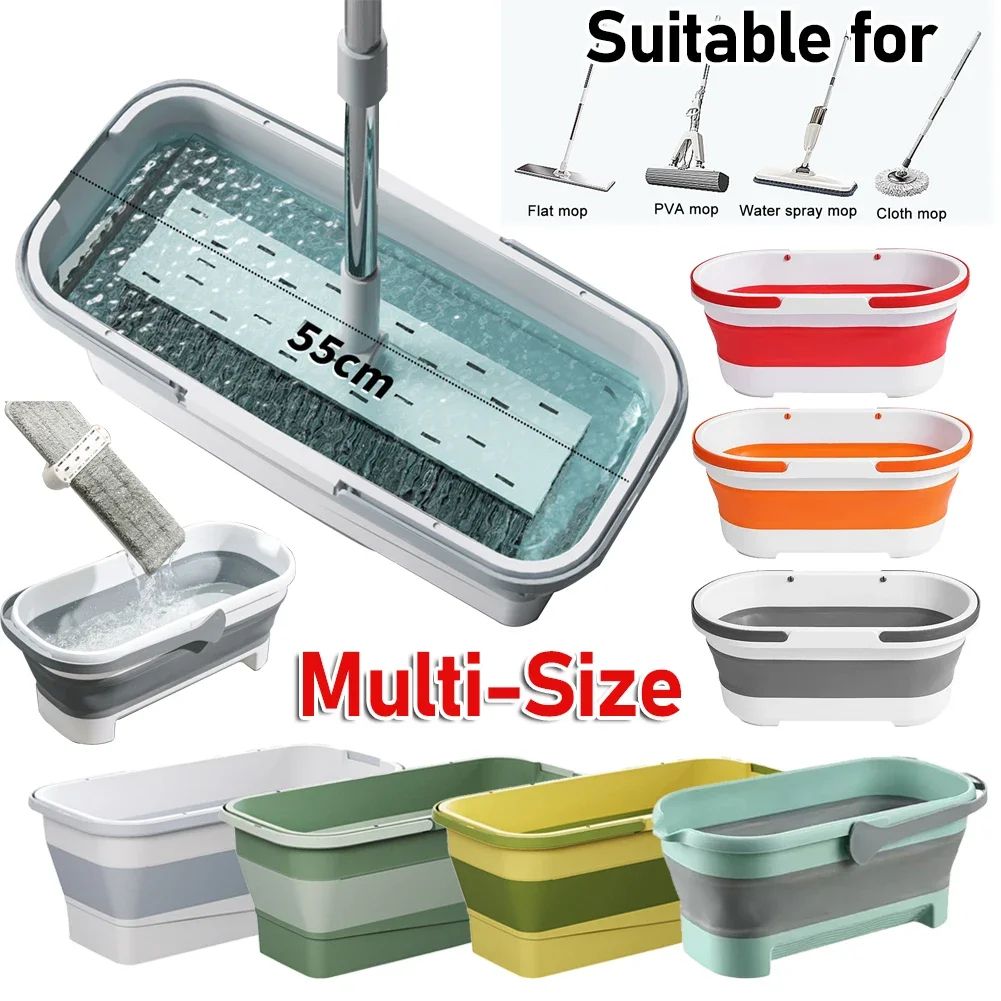 Foldable Rectangular Mop Bucket Large Laundry Washing Basin