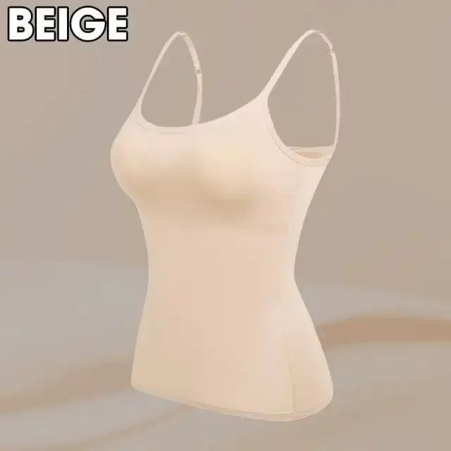 Womens Solid Padded Spaghetti Strap Cami – Built-In Bra Sexy Slim Tank Top 2024