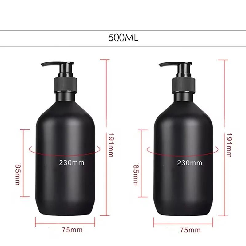 Matte Black Luxury Dispenser Set – 300/500ml Refillable Bathroom & Hotel Containers