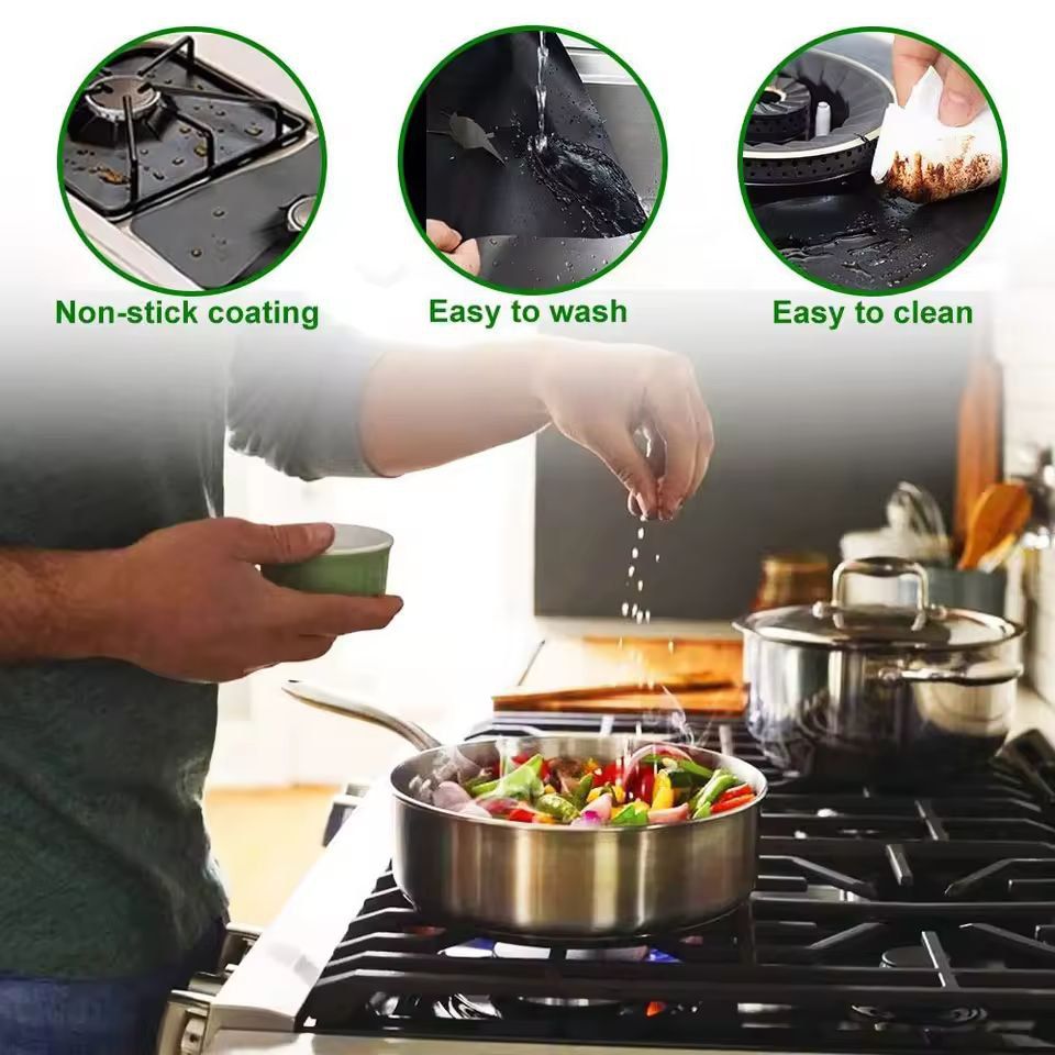 Premium 6-Pack Gas Stove Burner Covers – Reusable Non-Stick Stove Liners