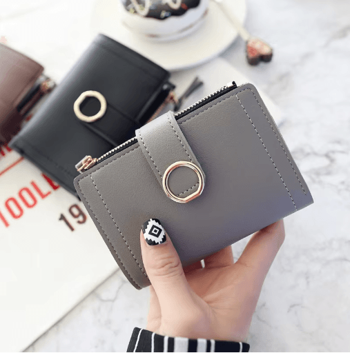 Cute Womens Zipper Wallet Compact PU Leather Card Holder & Coin Purse