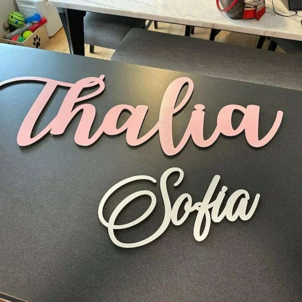 Personalized Wooden Name Sign – Custom Nursery Wall Decor Safe Baby Room Name Display Gift
