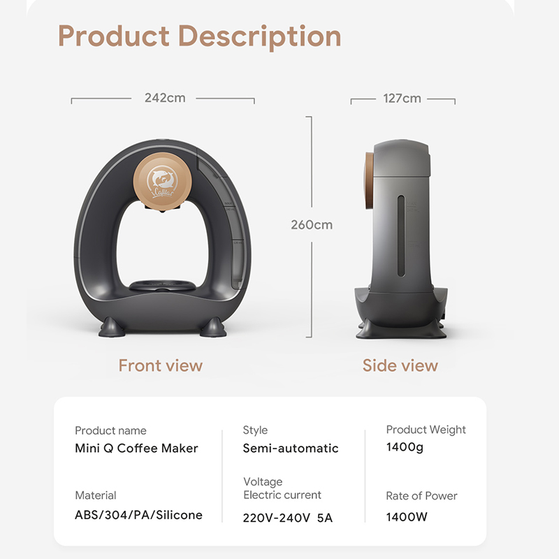 Americano Capsule Coffee Machine, Low Decibel Portable Coffee Maker, Compatible with Coffee Powder & K-Cups Original Cap