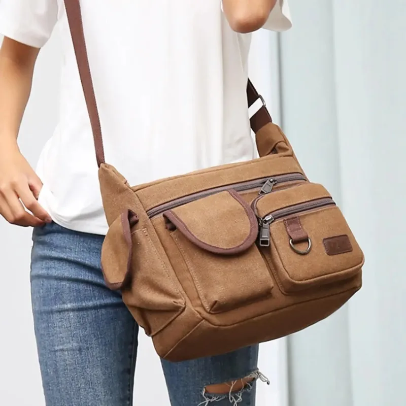 Vintage Casual Sling Bag for Men and Women Crossbody Messenger Bag for Outdoor Travel
