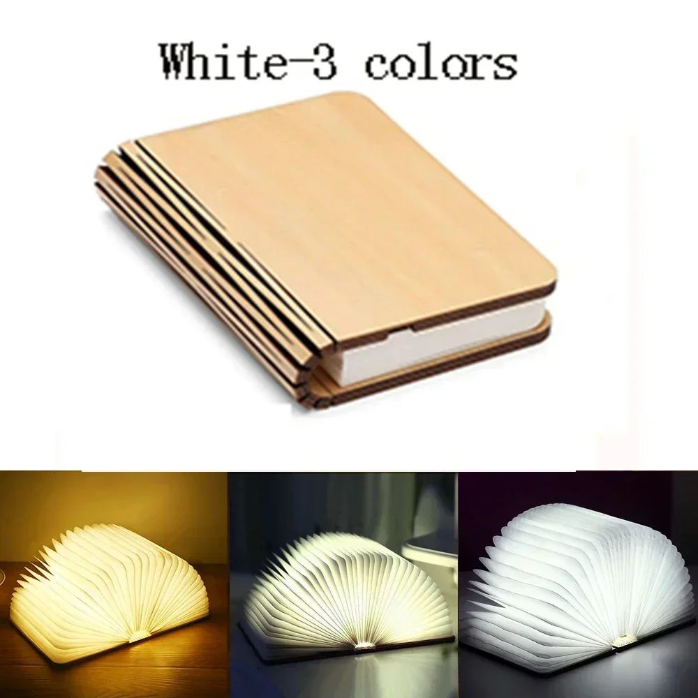 Wooden Folding LED Book Light RGB Night Lamp