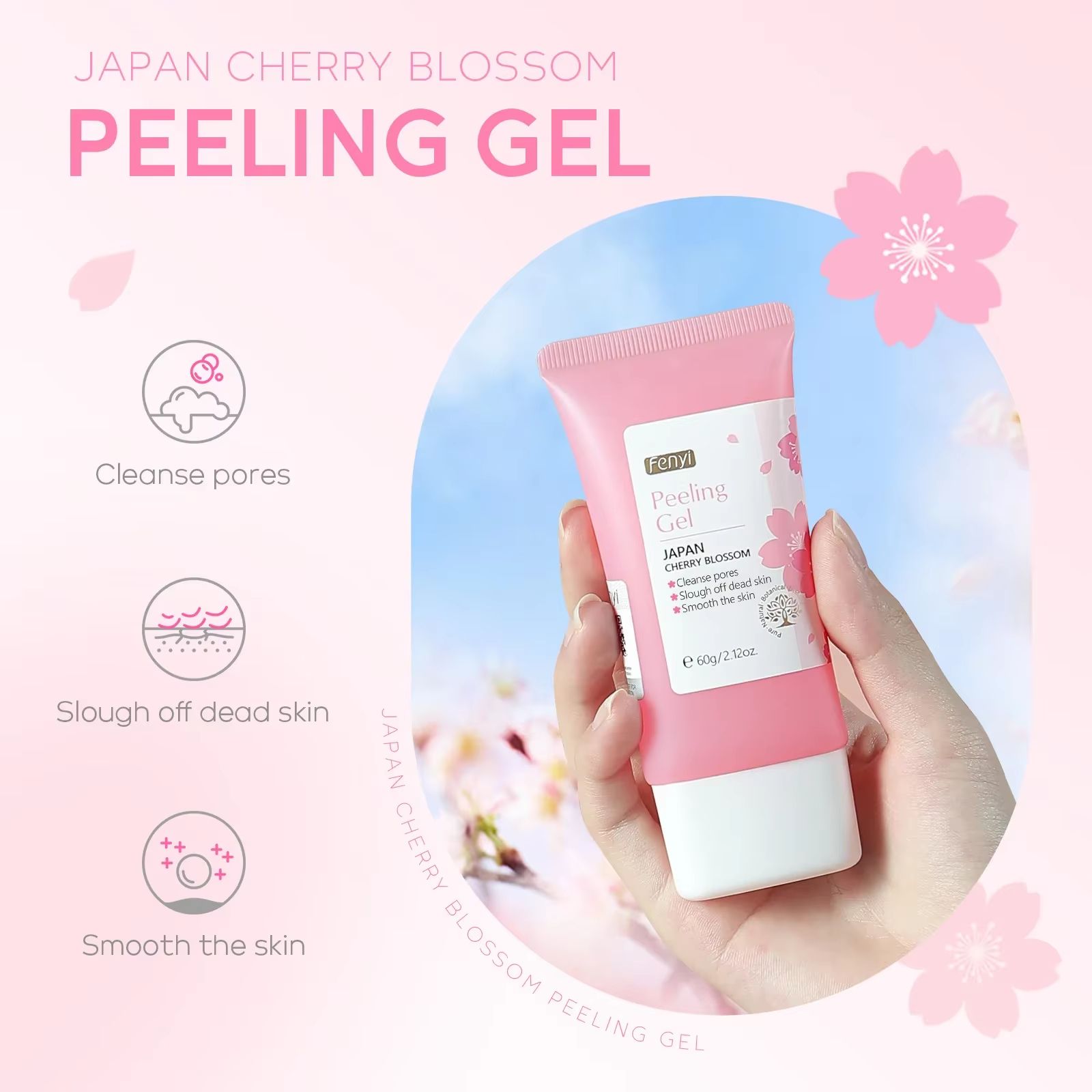Sakura Deep Cleansing Exfoliating Gel – Brightening Facial Scrub and Moisturizer 60g