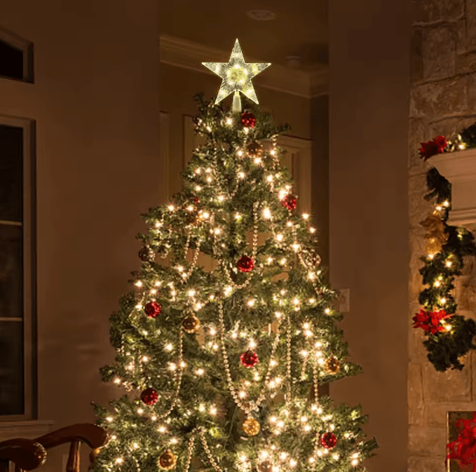 LED Christmas Tree Topper Star with Glowing Light Effect