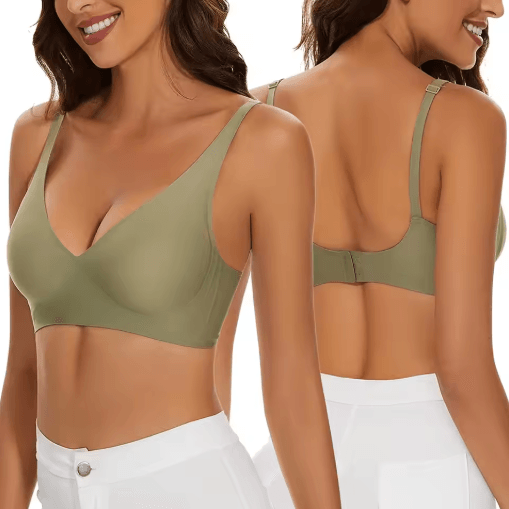 Seamless Wire Free Push Up Bra with Adjustable Straps