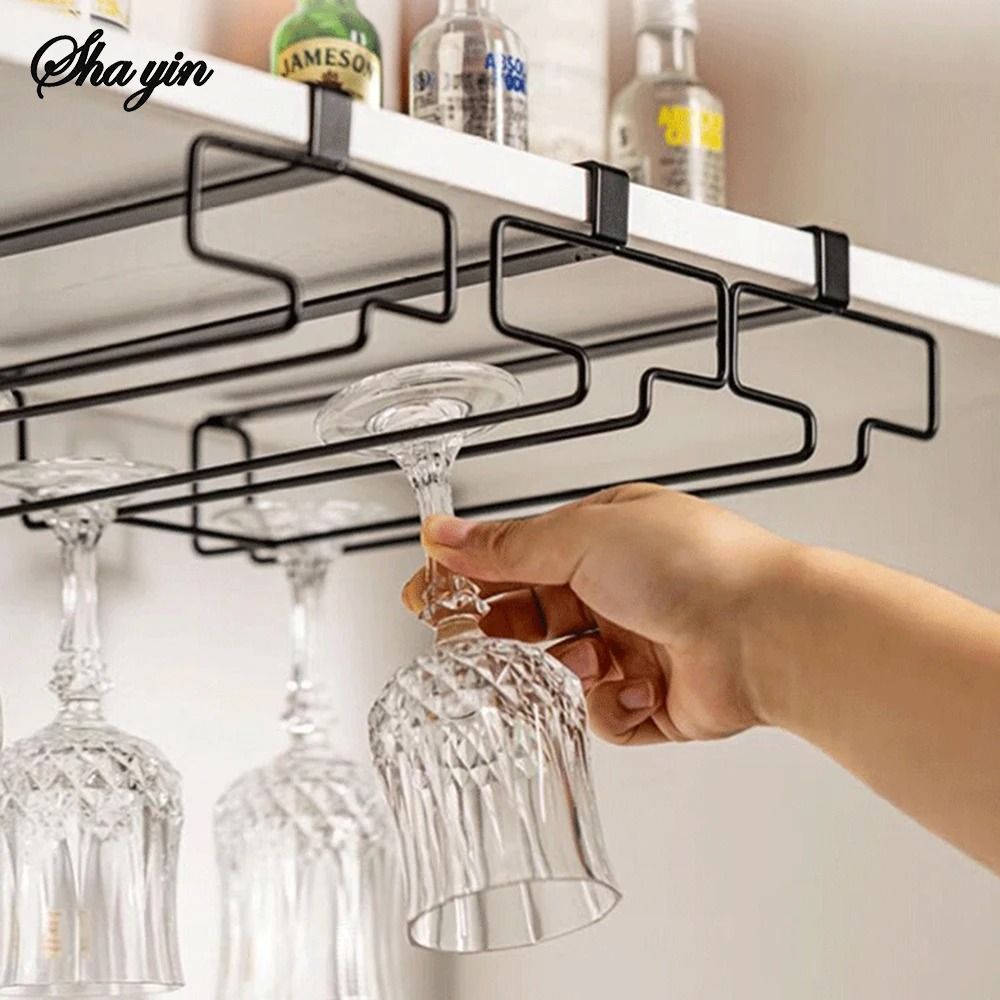 Under Cabinet Wine Glass Holder Hanging Stemware Rack